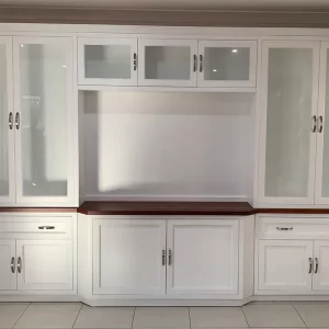 Bespoke White Hardwood Cabinet with Shelves and Drawers