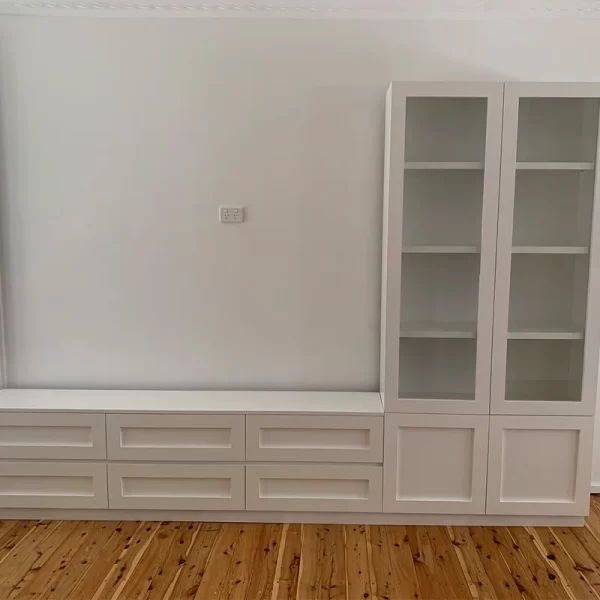 Bespoke White Hardwood Console with Storage Compartments