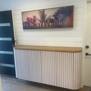 Bespoke White Timber Cabinet with Open and Closed Storage