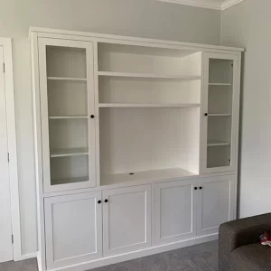 Bespoke White Timber Display Cabinet with Glass Doors
