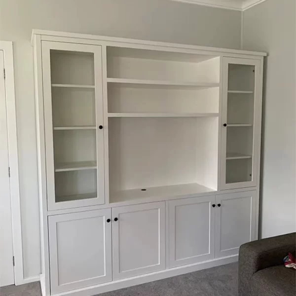 Bespoke White Timber Display Cabinet with Glass Doors