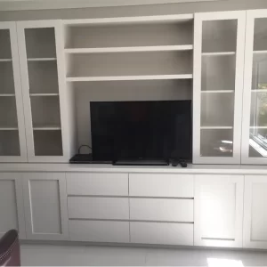 Custom White Hardwood Media Wall