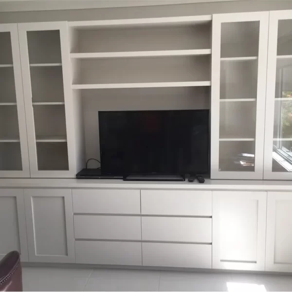 Custom White Hardwood Media Wall