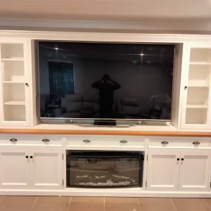 Custom White Hardwood TV Console with Storage