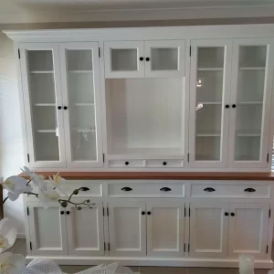 Custom White Timber Display Unit with Drawers