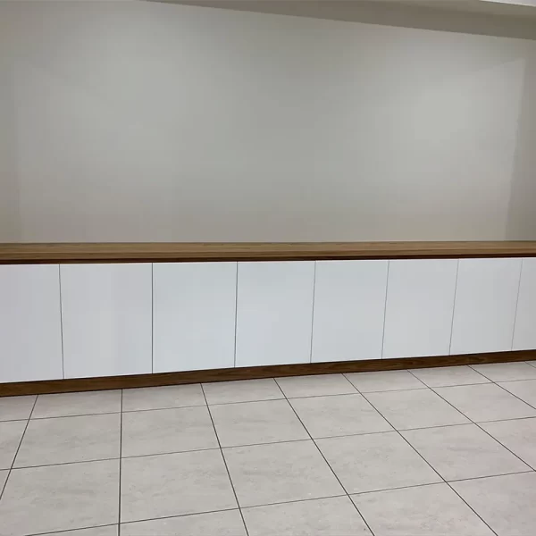 Custom White Timber Living Room Storage Cabinet
