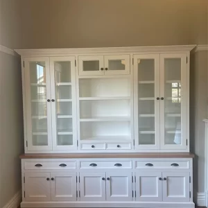 Custom White Wall Cabinet with Display Shelves