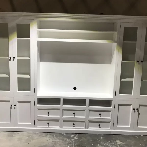 White Hardwood TV Stand with Storage