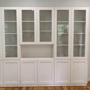 White Timber Cabinet with Shelves and Storage