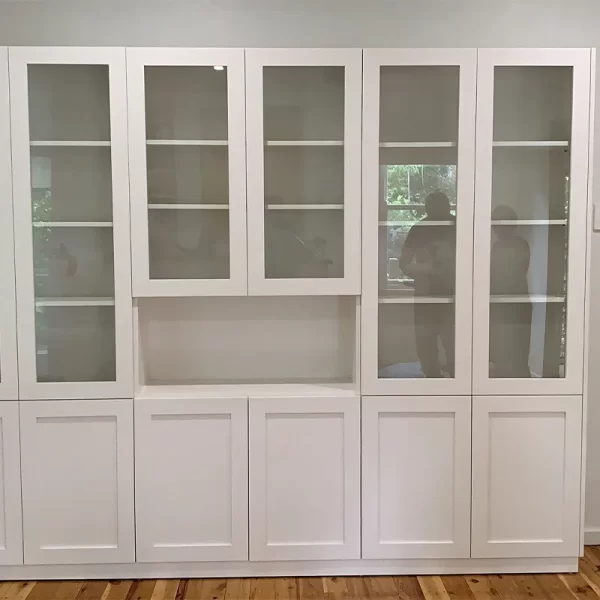 White Timber Cabinet with Shelves and Storage