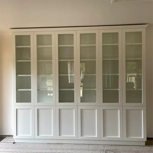 White Timber Display Cabinet with Storage Drawers