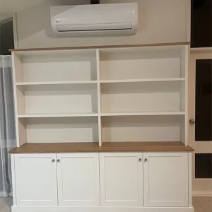 White Timber Storage Cabinet with Divided Shelves