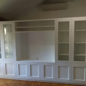 White Timber Storage Cabinet with Open Shelves