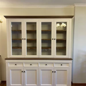 White Timber Storage Cabinet with Sliding Doors