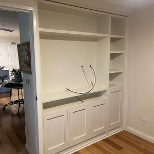 White Timber Storage Unit with Pull-out Shelves