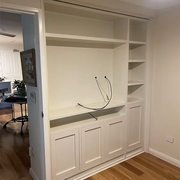 White Timber Storage Unit with Pull-out Shelves